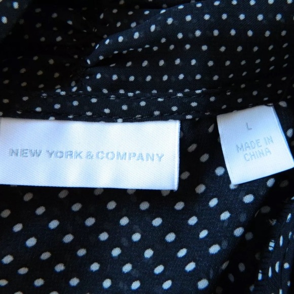 New York & Co Polka Dot Ruffle Work Blouse Top L - Picture 5 of 7
